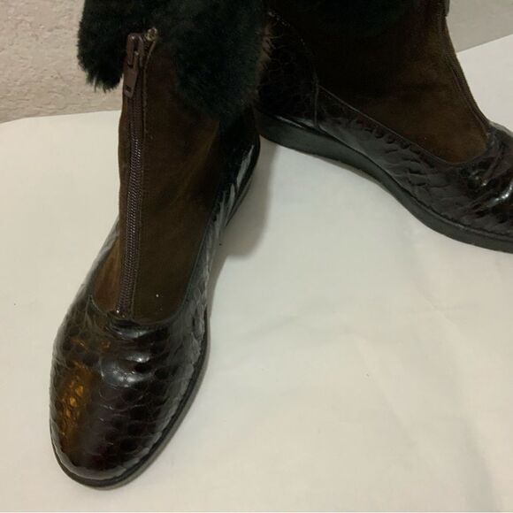 Rieker Brown Alligator Print Faux Fur Zip Up Boots Women's 5.5 UK / US 7.5 - Picture 4 of 10